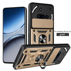 For Nothing Phone 3a Case With Slide Lens Cover Rotating Ring Shockproof Stand Holder Phone Case