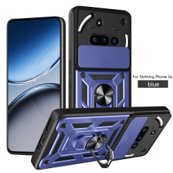 For Nothing Phone 3a Case With Slide Lens Cover Rotating Ring Shockproof Stand Holder Phone Case
