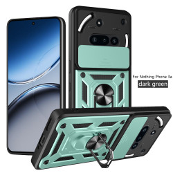 For Nothing Phone 3a Case With Slide Lens Cover Rotating Ring Shockproof Stand Holder Phone Case