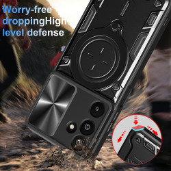 Case For Samsung Galaxy M16 Magnetic Slide Camera Protection Cover 360 Rotate Kickstand Armor Ring Funda Capa