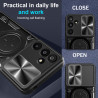 Case For Samsung Galaxy M16 Magnetic Slide Camera Protection Cover 360 Rotate Kickstand Armor Ring Funda Capa