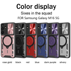 Case For Samsung Galaxy M16 Magnetic Slide Camera Protection Cover 360 Rotate Kickstand Armor Ring Funda Capa