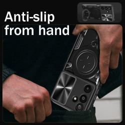Case For Samsung Galaxy M16 Magnetic Slide Camera Protection Cover 360 Rotate Kickstand Armor Ring Funda Capa