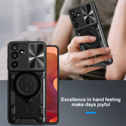 Case For Samsung Galaxy M16 Magnetic Slide Camera Protection Cover 360 Rotate Kickstand Armor Ring Funda Capa