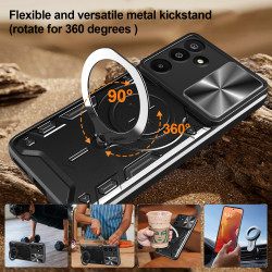Case For Samsung Galaxy M16 Magnetic Slide Camera Protection Cover 360 Rotate Kickstand Armor Ring Funda Capa