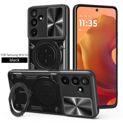 Case For Samsung Galaxy M16 Magnetic Slide Camera Protection Cover 360 Rotate Kickstand Armor Ring Funda Capa
