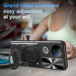 Case For vivo V50 Magnetic Slide Camera Protection Cover 360 Rotate Kickstand Armor Ring Funda Capa