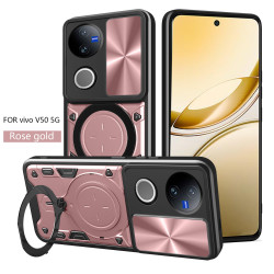 Case For vivo V50 Magnetic Slide Camera Protection Cover 360 Rotate Kickstand Armor Ring Funda Capa