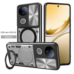 Case For vivo V50 Magnetic Slide Camera Protection Cover 360 Rotate Kickstand Armor Ring Funda Capa