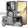 Case For vivo V50 Magnetic Slide Camera Protection Cover 360 Rotate Kickstand Armor Ring Funda Capa