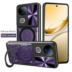 Case For vivo V50 Magnetic Slide Camera Protection Cover 360 Rotate Kickstand Armor Ring Funda Capa