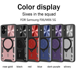 Case For Samsung Galaxy F06 5G Magnetic Slide Camera Protection Cover 360 Rotate Kickstand Armor Ring Funda Capa