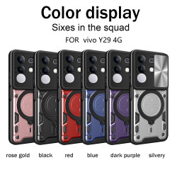 Case For vivo Y29 4G Magnetic Slide Camera Protection Cover 360 Rotate Kickstand Armor Ring Funda Capa