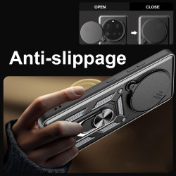 For Xiaomi 15 Ultra Case With Slide Lens Cover Rotating Ring Shockproof Stand Holder Phone Case
