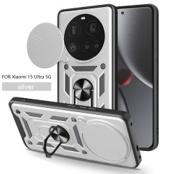 For Xiaomi 15 Ultra Case With Slide Lens Cover Rotating Ring Shockproof Stand Holder Phone Case