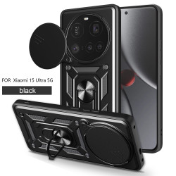 For Xiaomi 15 Ultra Case With Slide Lens Cover Rotating Ring Shockproof Stand Holder Phone Case