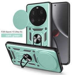 For Xiaomi 15 Ultra Case With Slide Lens Cover Rotating Ring Shockproof Stand Holder Phone Case