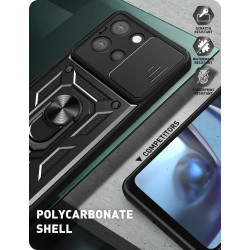 For Moto G 5G 2025 Case With Slide Lens Cover Rotating Ring Shockproof Stand Holder Phone Case