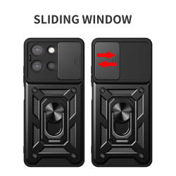 For Moto G 5G 2025 Case With Slide Lens Cover Rotating Ring Shockproof Stand Holder Phone Case
