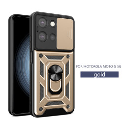 For Moto G 5G 2025 Case With Slide Lens Cover Rotating Ring Shockproof Stand Holder Phone Case