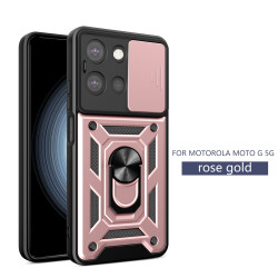 For Moto G 5G 2025 Case With Slide Lens Cover Rotating Ring Shockproof Stand Holder Phone Case