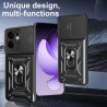 For Oppo Reno13 F 5G 4G Case With Slide Lens Cover Rotating Ring Shockproof Stand Holder Phone Case