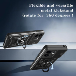 For Oppo Reno13 F 5G 4G Case With Slide Lens Cover Rotating Ring Shockproof Stand Holder Phone Case