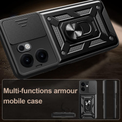 For Oppo Reno13 F 5G 4G Case With Slide Lens Cover Rotating Ring Shockproof Stand Holder Phone Case