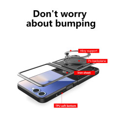 Case For Samsung Galaxy Z Flip7 Magnetic Slide Camera Protection Cover 360 Rotate Kickstand Armor Ring Funda Capa