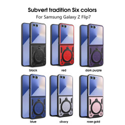 Case For Samsung Galaxy Z Flip7 Magnetic Slide Camera Protection Cover 360 Rotate Kickstand Armor Ring Funda Capa