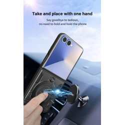 Case For Samsung Galaxy Z Flip7 Magnetic Slide Camera Protection Cover 360 Rotate Kickstand Armor Ring Funda Capa