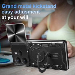 Case For Xiaomi Redmi Note 14 5G Magnetic Slide Camera Protection Cover 360 Rotate Kickstand Armor Ring Funda Capa