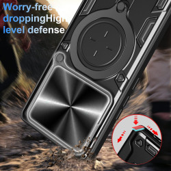 Case For Xiaomi Redmi Note 14 5G Magnetic Slide Camera Protection Cover 360 Rotate Kickstand Armor Ring Funda Capa