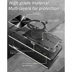 Case For Xiaomi Redmi Note 14 5G Magnetic Slide Camera Protection Cover 360 Rotate Kickstand Armor Ring Funda Capa