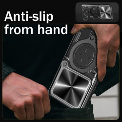 Case For Xiaomi Redmi Note 14 5G Magnetic Slide Camera Protection Cover 360 Rotate Kickstand Armor Ring Funda Capa