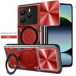 Case For Xiaomi Redmi Note 14 5G Magnetic Slide Camera Protection Cover 360 Rotate Kickstand Armor Ring Funda Capa