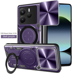 Case For Xiaomi Redmi Note 14 5G Magnetic Slide Camera Protection Cover 360 Rotate Kickstand Armor Ring Funda Capa