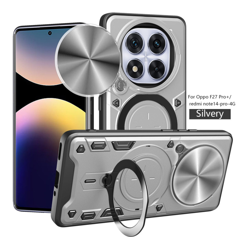 Case For Xiaomi Redmi Note 14 Pro 4G Magnetic Slide Camera Protection Cover 360 Rotate Kickstand Armor Ring Funda Capa
