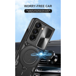 Case For Samsung Galaxy Z Fold7 Magnetic Slide Camera Protection Cover 360 Rotate Kickstand Armor Ring Funda Capa