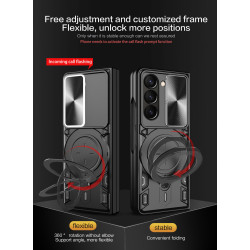 Case For Samsung Galaxy Z Fold7 Magnetic Slide Camera Protection Cover 360 Rotate Kickstand Armor Ring Funda Capa