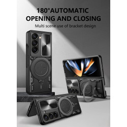 Case For Samsung Galaxy Z Fold7 Magnetic Slide Camera Protection Cover 360 Rotate Kickstand Armor Ring Funda Capa