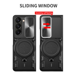 Case For Samsung Galaxy Z Fold7 Magnetic Slide Camera Protection Cover 360 Rotate Kickstand Armor Ring Funda Capa