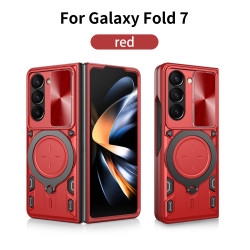 Case For Samsung Galaxy Z Fold7 Magnetic Slide Camera Protection Cover 360 Rotate Kickstand Armor Ring Funda Capa