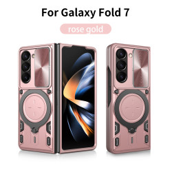 Case For Samsung Galaxy Z Fold7 Magnetic Slide Camera Protection Cover 360 Rotate Kickstand Armor Ring Funda Capa