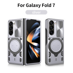 Case For Samsung Galaxy Z Fold7 Magnetic Slide Camera Protection Cover 360 Rotate Kickstand Armor Ring Funda Capa