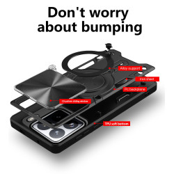 Case For Xiaomi 15 Magnetic Slide Camera Protection Cover 360 Rotate Kickstand Armor Ring Funda Capa