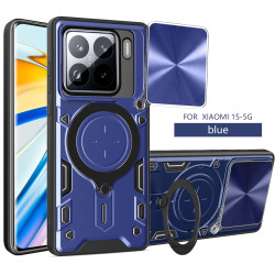 Case For Xiaomi 15 Magnetic Slide Camera Protection Cover 360 Rotate Kickstand Armor Ring Funda Capa
