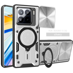 Case For Xiaomi 15 Magnetic Slide Camera Protection Cover 360 Rotate Kickstand Armor Ring Funda Capa