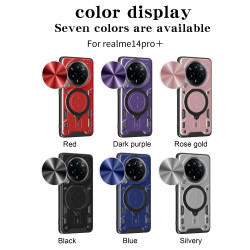 Magnetic Car Mount Phone Case for Realme 14 Pro Plus - Military-Grade Rotating Ring Stand with Slide Camera Cover | Shockproof Anti-Fingerprint Heavy Duty Protective Case