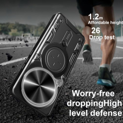 Magnetic Car Mount Phone Case for Realme 14 Pro Plus - Military-Grade Rotating Ring Stand with Slide Camera Cover | Shockproof Anti-Fingerprint Heavy Duty Protective Case